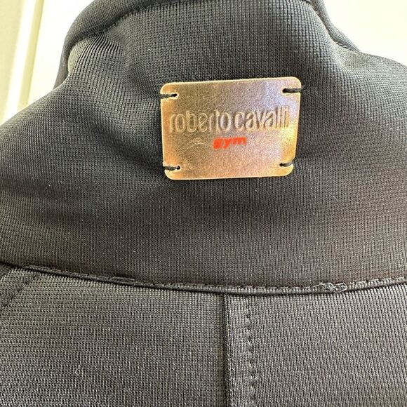 Roberto Cavalli, black red and gold zip up three-quarter sleeve jacket - Picture 15 of 17